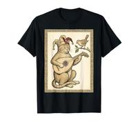 Medieval Cat Bard Playing Lute Illuminated Artwork T-Shirt