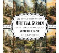Medieval Garden Scrapbook Paper: 20 Double Sided Craft Paper Sheets | 5 Ancient Designs for Card Making, Origami, Crafting Projects, & More | Premium Color, 8.5" x 8.5"