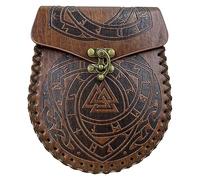 Medieval Leathers Sac banane vintage en relief pour pièces de monnaie Sac à dés Facile à utiliser, Triangle marron, As Shown in the Picture