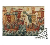 Medieval Manuscript-Style Pirate ShipPuzzles 1000 Pièces pour Adultes, Jeux Éducatifs, Décoration D'intérieur38x26cm/1000pcs