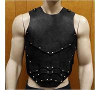 Médiéval PU Cuir Coffre Gilet Armure Rétro Guerrier Chevalier Cosplay Armure Homme Gothique Corps Poitrine Armure Halloween Cosplay Déguisements Accessoires, Black