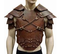 Médiéval PU Cuir Coffre Gilet Armure Rétro Guerrier Chevalier Cosplay Armure Homme Gothique Corps Poitrine Armure Halloween Cosplay Déguisements Accessoires, Full Set of Brown