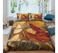 Medieval Queen Ensemble De Literie Respirante Microfibre 3 Pièces 3D Imprimée Fantaisie Art Style Housse de Couette avec Taie d'oreiller Entretien Facile for Chambre Enfants Single（140x200cm）