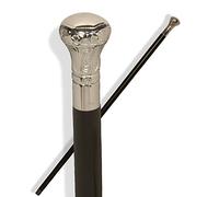 Medieval Replicas Classic Canes -Canne de marche noire élégante avec son embout chromé-Hauteur: 92cm