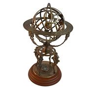 Medieval Replicas Globe terrestre en laiton massif avec boussole et signe du zodiaque 43 cm