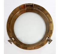 Medieval Replicas Marine Nautical Store Antique Canal Bateau Hublot Fenêtre Bateau Rond Verre Décoration Murale Hublot (61 cm)