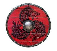 Medieval Wooden Shield - Handcrafted Wolf Soldier Signet | 30cm Valhalla