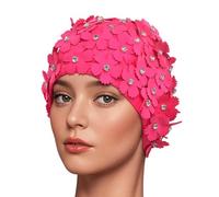 Medifier Bonnet de bain manuel avec strass et pétales floraux style rétro pour femme