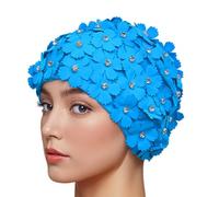 Medifier Bonnet de bain manuel avec strass et pétales floraux style rétro pour femme