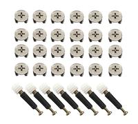 Medifier Lot de 25 vis de fixation excentriques pour meubles avec écrou pré-inséré et chevilles de fixation pour armoire, tiroir, armoire, panneau de meubles