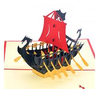 Medigy Cartes de vœux pop-up 3D vierges pour la plupart des occasions (bateau dragon) (noir)