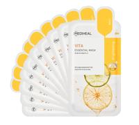 Mediheal Meilleurs Masques Visage Coréens, Masques Vitamines Essentiels pour l’Adoucissement, Raffermissement, Tonification et Éclat - Pour Tous Types de Peau - 10 Feuilles