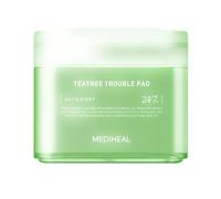 MEDIHEAL Teatree Trouble Lot de 100 tampons toniques pour le visage avec arbre à thé et lactobacilles - Tampons en coton apaisants pour peaux sensibles et sujettes à l'acné - Gaze végétalienne pour le