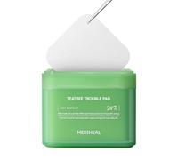 MEDIHEAL Teatree Trouble Pad - Tampons carrés en coton pour le visage avec arbre à thé et lactobacilles - Coussinets apaisants pour calmer les peaux sensibles et sujettes à l'acné - Tampons