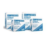 MEDIKA69- lot 600 Compresses Stériles Tissées ou gaze 5X5 7.5 X 7.5 10 x 10 cm - Les compresses stériles tissées Medika69 sont conçues pour le nettoyage lot 600 (10 X 10 NON TISSE, 1200, unité)