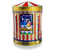 MediMuc Boîte à musique, motif cirque, boîte de rangement, boîte à biscuits, boîte métallique, convient à un usage alimentaire - Ø x H : 12 x 16 cm - Volume : 0,75 l