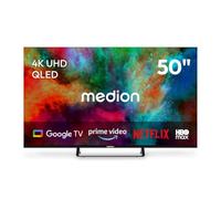 MEDION 125.7 cm 50" Téléviseur QLED Smart TV 4K Dolby Vision HDR Prime Video Disney+ Compatible Google TV PVR Bluetooth, MD850701