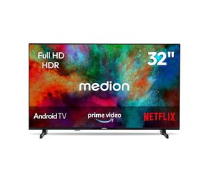 MEDION 80 cm (32") Full HD LED Android Smart TV - MD832100 | HDR, Netflix, Prime Video, Wi-Fi, Bluetooth, PVR, DVB-T2/C/S2, HEVC Main 10