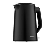 MEDION Bouilloire inox (1,5 L, 2.200 W, base 360°, maintien au chaud, LED, double paroi, MD12105) noir