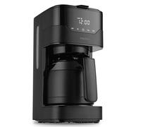 MEDION Cafetière avec verseuse isotherme et minuteur (filtre, 8 tasses, 1,2 L, 900 W, 3 niveaux, maintien au chaud, minuterie, anti-goutte, affichage, MD18458), noir mat