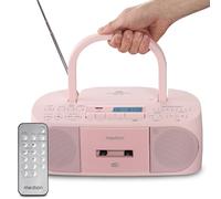 MEDION DRX-1 Plus Boombox (Radio Portable Dab+ et FM, Bluetooth, Lecteur CD, MP3, Cassette, Prise Casque, stéréo, AUX, Secteur & Piles) Rose
