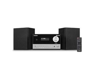 MEDION E64088 Microsystème Audio Compact (Dab+, Lecteur CD. PLL FM Radio, Bluetooth, Connexion USB, Sleeptimer, MP3, écran LCD avec Affichage 12/24 Heures)