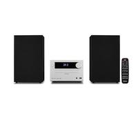 MEDION E64482 Microsystème audio compact (radio Internet, DAB+, lecteur CD, radio FM PLL, Bluetooth, lecteur MP3, AUX, prise casque, USB, minuteur de mise en veille, écran à intensité réglable) argent