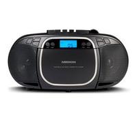 MEDION E66476 Stereo Sound System (Boombox, Lecteur CD, MP3, Cassette, Lecteur de Cassette Portable pour Enfants, Radio FM, AUX, écouteurs, Secteur & Batterie) Noir