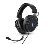 ERAZER Mage P20 Gaming Headset (câble de 240cm, supra-auriculaire, microphone flexible & amovible, télécommande, éclairage RGB, audio 3,5mm, USB, ES9260Q Soundchip)