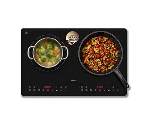 MEDION IC20D Plaque induction 2 foyers 3500 W extra plate | 8 programmes automatiques, mode DIY, écran LED, commande tactile, surface verre sans joint