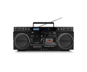 MEDION LIFE P66538 Noir - Radio CD DAB+/FM/PLL, Bluetooth 5.1, 2x10W RMS, Lecteur MP3/USB/MicroSD, Écran LCD, Lecteur CD, Platine Cassette