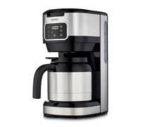 MEDION Machine à café avec thermos et minuterie (machine à café filtre, 10 tasses, 1,25 litre, 900 watts, minuterie, anti-goutte, écran, MD11019) acier inoxydable