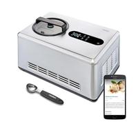 MEDION Machine à glace intelligente avec compresseur (auto-réfrigérant, contrôle par app y compris recettes de glace, écran LED, 2 litres, yaourt glacé, acier inoxydable, MD12170)