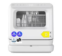 MEDION Mini Lave Vaisselle DWT30, 3 Couverts, Lave Vaisselle de Table, fonctionne avec ou sans raccordement d’eau, 6 Programmes, Lumière UV, Séchage par Ventilation, Écran Tactile, pose libre, MD37002
