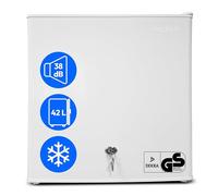 MEDION Mini réfrigérateur avec serrure et compartiment congélateur 42 L, silencieux petit réfrigérateur pour bureau hôtel minibar camping gaming, boissons aliments glace, porte réversible, MD 370001 b