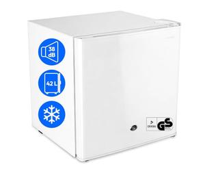 MEDION Mini réfrigérateur avec serrure et compartiment congélateur 42 L, silencieux petit réfrigérateur pour bureau hôtel minibar camping gaming, boissons aliments glace, porte réversible, MD 370001