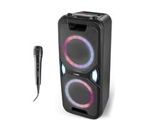 MEDION P61468 Enceinte Bluetooth puissante (Portables, avec Microphone, karaoké, Batterie, Radio FM, système compacte, 2X 220 Watts, LED Couleur, USB, AUX, 2 Prise Microphone)