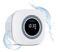 MEDION P66096 Radio de Douche avec Bluetooth (Radio de Salle de Bain, Radio FM, Ventouse, écran LED, étanche IPX6, Batterie intégrée) Blanc