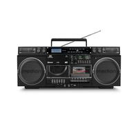 MEDION P66538 Enregistreur à cassettes (Ghettoblaster rétro avec lecteur CD, années 80, grand, USB, SD, CD, cassettes MC, radio DAB+ antenne télescopique, Bluetooth, platine cassette, fonction enregis
