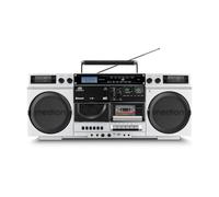 MEDION P66538 Enregistreur à cassettes (Ghettoblaster rétro avec lecteur CD, années 80, grand, USB, SD, CD, cassettes MC, radio DAB+ antenne télescopique, Bluetooth, platine cassette, fonction enregis