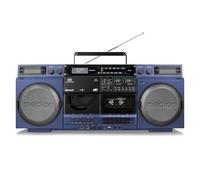 MEDION P66538 Lecteur Cassette rétro avec Lecteur CD, Dab+ Bleu | Grand ghettoblaster années 80, USB, SD, CD, cassette MC, radio, antenne télescopique, Bluetooth, enregistrement
