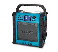 MEDION P66896 Radio de Chantier (Dab Plus, Dab+/UKW, Batterie intégrée, écran Couleur, Bluetooth, Fonction powerbank, IP54, Robuste, Deux radiateurs passifs)