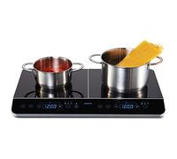 MEDION Plaque de cuisson double à induction (3500 Watt, Deux plaques de cuisson electrique, 2 feux, 10 niveaux de température, portable, écran LED, MD15324) noir