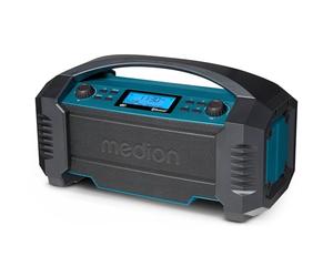 MEDION Radio de Chantier Life (E66050), Poste Radio Dab+/Bluetooth, Radio Portable Robuste idéale pour Le Camping ou Le Jardin, résiste aux éclaboussures d'eau