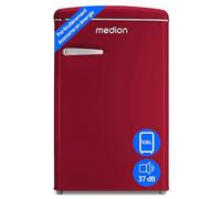 MEDION Rétro Réfrigérateur-congélateur (Réfrigérateur 95L, Congélateur 13L 4 étoiles, 108 litres utiles, Eclairage intérieur LED, Réglage de la température en continu, Design rétro, MD 37790) rouge