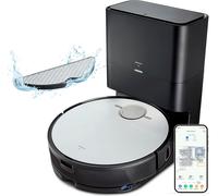 MEDION Robot aspirateur avec station d'aspiration et fonction balayage X50 SW (navigation laser, forte puissance d'aspiration de 8000Pa, aspirateur robot 2en1, création précise de cartes, zones Go & N