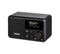 MEDION S66822 Radio Portable Mini Dab+ avec Bluetooth (Batterie Rechargeable, écran Couleur à intensité Variable, antenne télescopique, minuterie de Mise en Veille, réveil, AUX, USB-C) Noir
