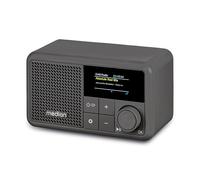 MEDION S66822 Radio Portable Mini Dab+ avec Bluetooth (Batterie Rechargeable, écran Couleur à intensité Variable, antenne télescopique, minuterie de Mise en Veille, réveil, AUX, USB-C) Gris