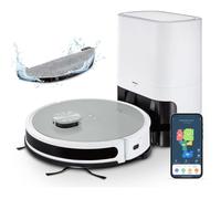 MEDION X21 SW - Robot Aspirateur Laveur avec Station de Vidange - Navigation Laser - Puissance 3000 Pa