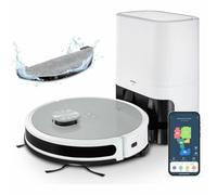 MEDION X21 SW - Robot Aspirateur Laveur avec Station de Vidange - Navigation Laser - Puissance 3000 Pa